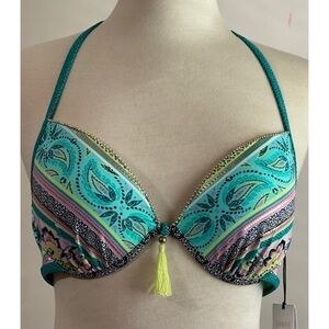 NWT Shade & Shore Boho Halter Bikini Top with Tassel Size 36C *NEW*
